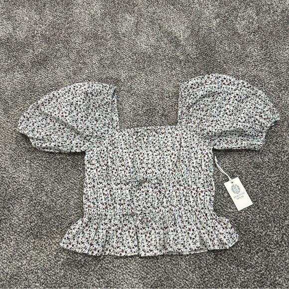 NEW Tuckernuck Hyacinth House Floral Payton Blouse Bows Puff Sleeve Size Large - Picture 8 of 12